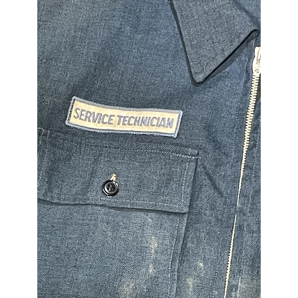 Vtg 50s Uniform Co Jacket Lightning Zip Service Technician Blue 22x25 - Picture 3 of 13